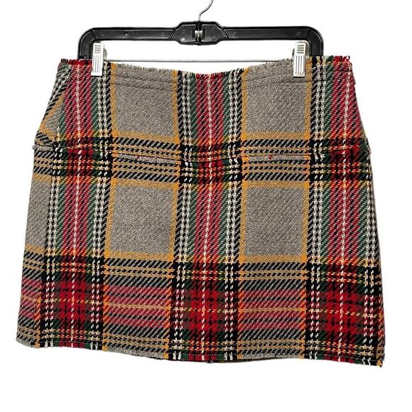 J. CREW Plaid Wool Blend Fringe Skirt 10 - Picture 1 of 8